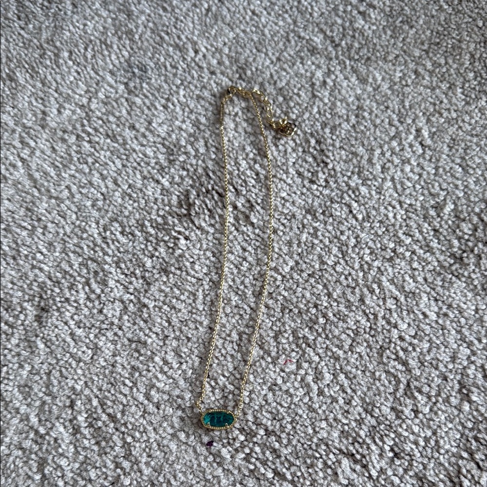 Kendra Scott Gold and Green Necklace with Delicate Design